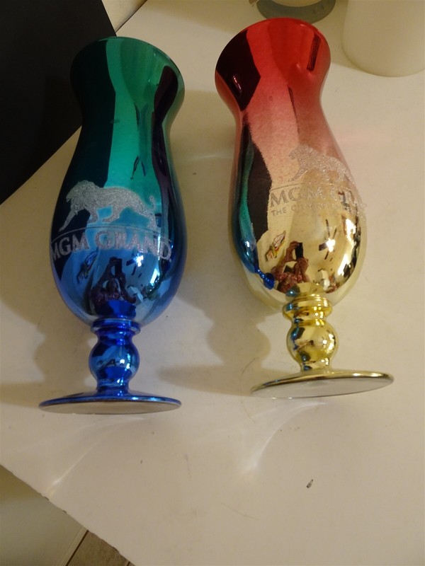2 MGM Grand Las Vegas Hurricane glasses casino Hollywood theater red blue shinny