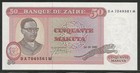 Zaire P-17b 50 Makuta 1980 Unc