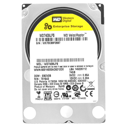 Hard Drive WD 74GB WD740BLFS 16MB Cache 10,000RPM SATA II 2.5" Inch VelociRaptor