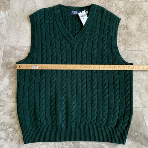 Men's Polo By Ralph Lauren CableKnit Wool Cashmere Green Sweater Vest Size XXL - Picture 5 of 8
