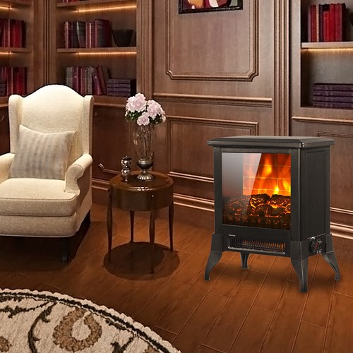 Compact Electric Fireplace Stove Freestanding Stove Heater with Realistic Flame - Picture 17 of 18
