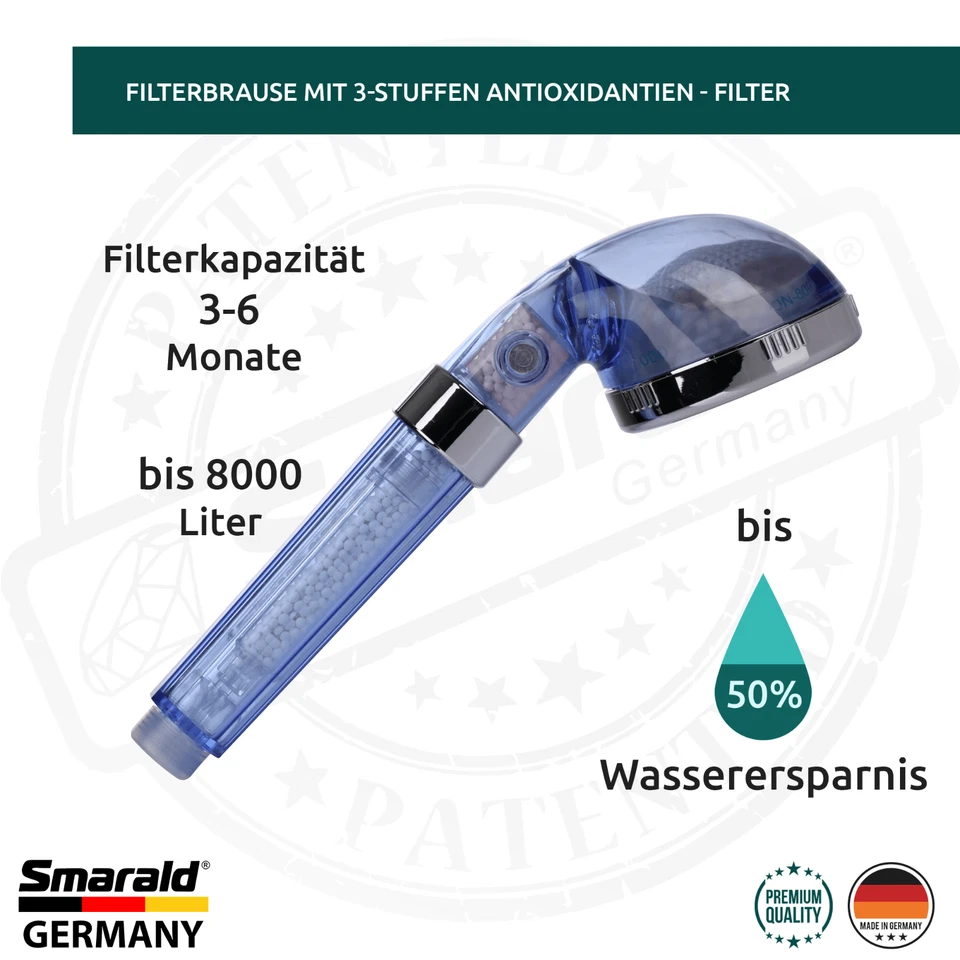 Duschkopf Filterbrause mit integriertem 3-Stuffen - Antioxidantien - Duschfilter - Bild 3 von 4