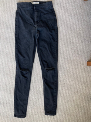 Topshop Ripped Black Joni Jeans W28 L32 UK