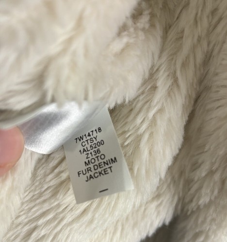 Lucky Brand Women's Denim Faux Fur Moto Jacket Size Medium New - Picture 11 of 13
