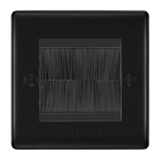 BG Black Nickel Single 2 Gang Brush Cable Entry Wall Plate Black