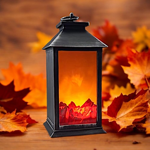 Vintage LED Fireplace Lantern with Flickering Flame Effect Cozy Christmas Deco - Picture 8 of 15
