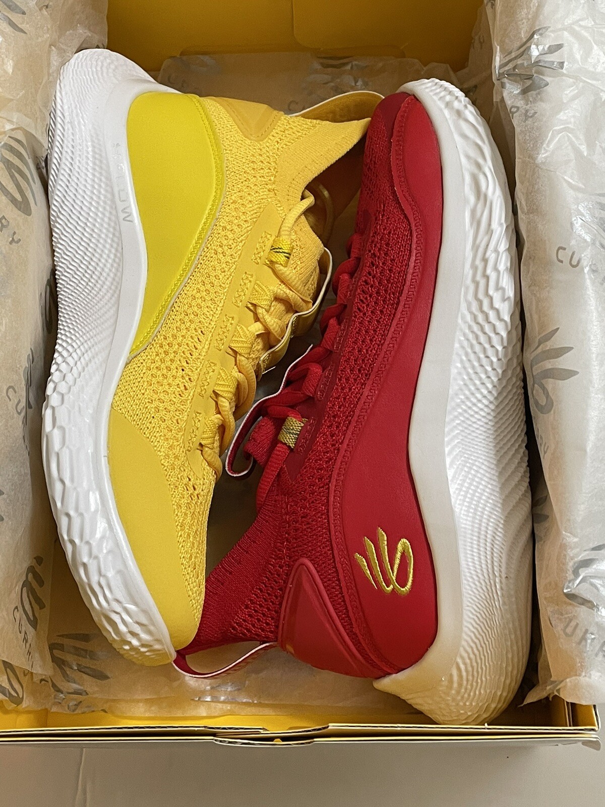 NEW Steph Curry Flow 8 Boys Basketball Shoes Red Yellow Mismatch Size   | eBay