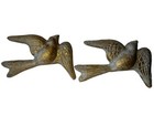 Pair Of Bird Wall Hanging Gilded Gold And Whitewash Distressed 9 1/2”x7” India