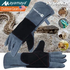 Animal Handling Leather Gloves Sleeve Dog Cat Bird Reptile Bite Proof Protection