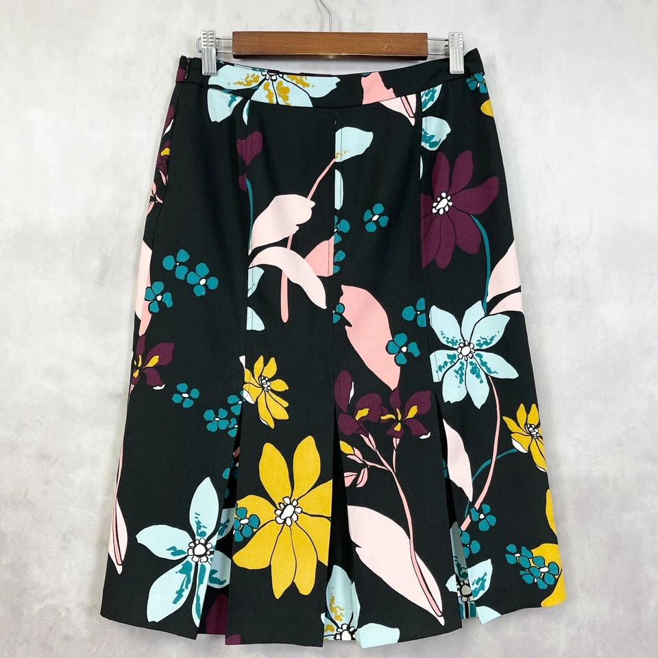 Falda Who What Wear para mujer talla 2 plisada floral oscura mod línea A negocios Foto 2 de 4