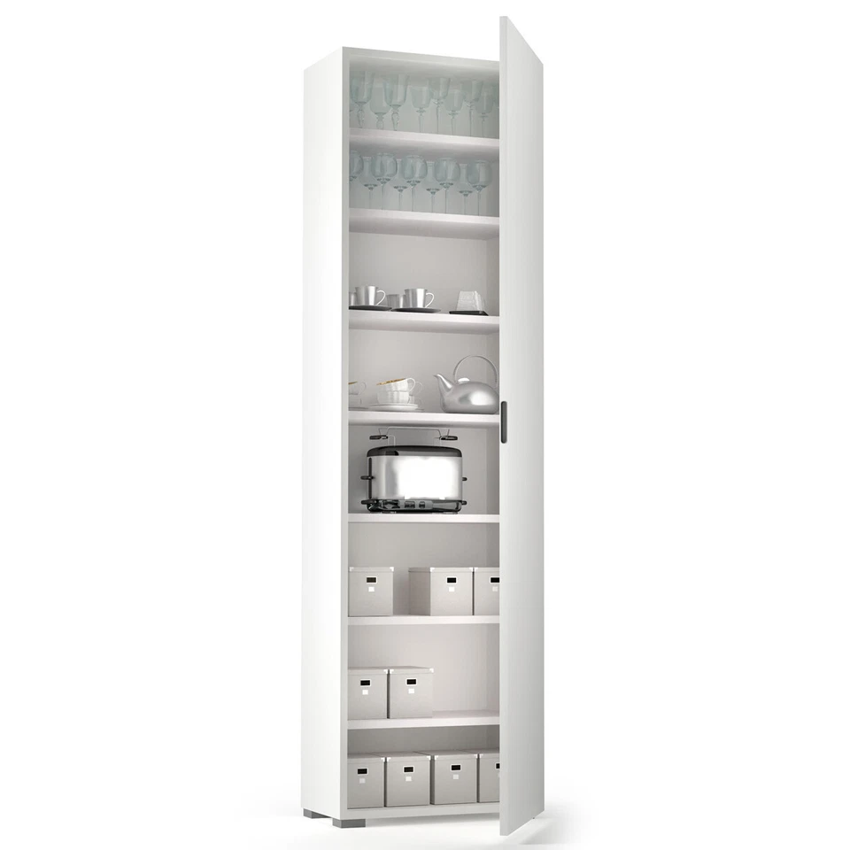 MOBILE COLONNA ARMADIO MULTIUSO DISPENSA 1 ANTA L50xP30xH182 CM MILLEUSI BIANCO - Immagine 2 di 2