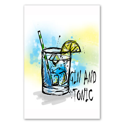 Postereck 2071 Poster Leinwand Gin Tonic, Cocktail Limette Alkohol Party Getränk