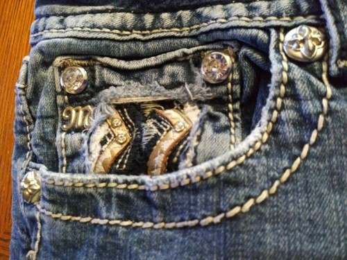 Miss Me Size Junior 31 Mid Rise Raw Hem Easy Cropped Bling Bling Bling - Picture 8 of 11