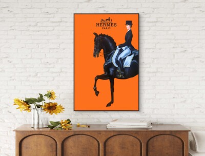 Hermès Orange Horse Fashion wall art home decor Canvas Poster Portrait Gallery 