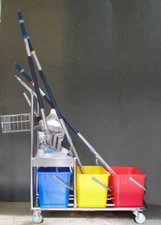 Micronova Cleanroom Mop Cart Triple Bucket Vileda Roll-O-Matic 6326