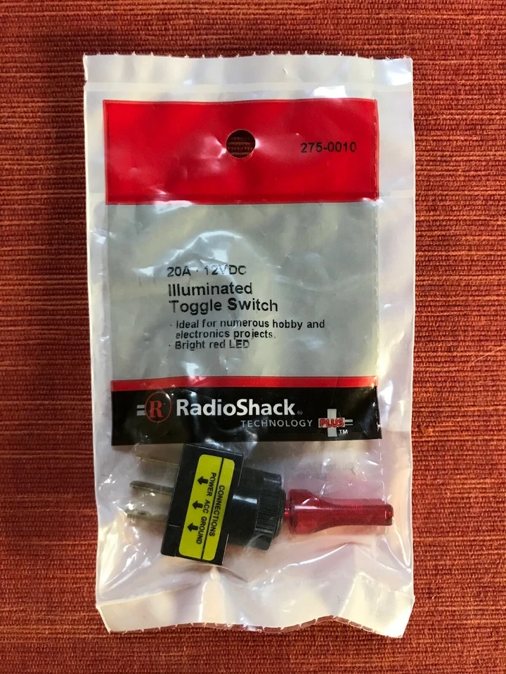 *LOTE DE 2* Interruptor de palanca iluminado 20A / 12VDC (RadioShack 275-0010) Foto 3 de 3