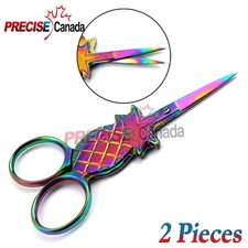 2 Pc Titanium Color Rainbow Craft Embroidery Scissors Sewing 3.5'' PineApple