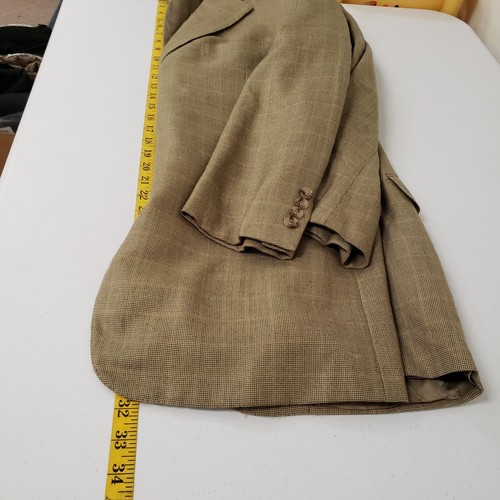 Ermegildo Zegna Mens Lined Cashmere Silk Blend Blazer Size 48L Brown Plaid Notch - Picture 4 of 15