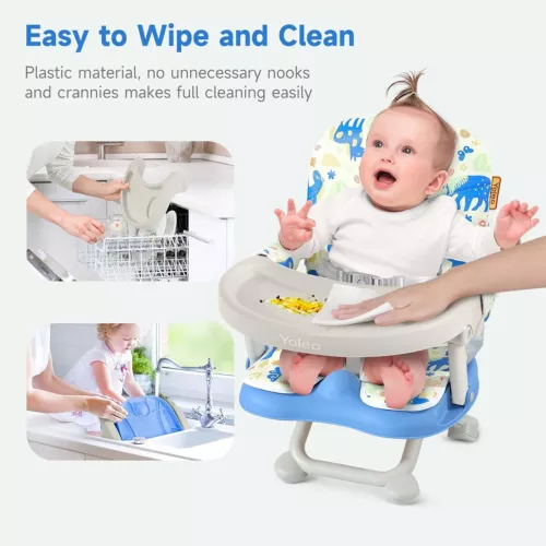 Travel Booster Seat w/ Tray Adjustable Folding High Chair Children Baby Armchair - Picture 29 of 78