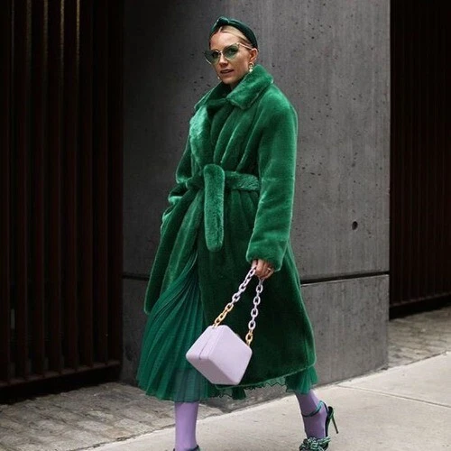 OFF WHITE Cappotto lungo pelliccia di coniglio visone pelliccia sintetica cappotto invernale ispessito parka caldo outwear tg