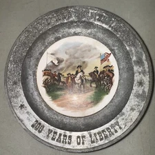 Americana Art China Co America's Bicentennial 1776-1976 Pewter Plate 10.5 Inch