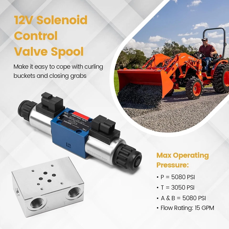 Kit de válvulas de tercera función para tractores Kubota L2501, L3301, L3901 con LA525 Loder Foto 3 de 4