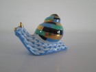 HEREND OF HUNGARY BLUE FISHNET PATTERN SNAIL PORCELAIN FIGURINE 3613 15578 VHB