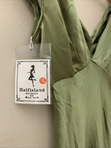 Halfisland Womens Summer Dress | Satin, V Neck, Cap Sleeve Size S - Picture 2 of 9