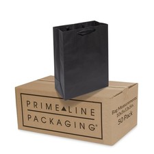 Prime Line Black Kraft Gift Bags with Handles - 10x5x13" Medium Retail Shopping