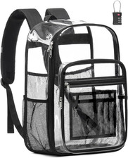 Extra Large Clear Backpack with TSA Lock Heavy Duty Transparent Bookbag Black