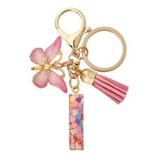 Fashion DIY A-Z Letters Keychain Metal Holder Pendent Key Chain Women Car Key Ri