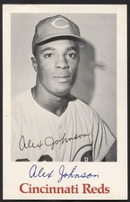 Alex Johnson autographed vintage Cincinnati Reds postcard size photo