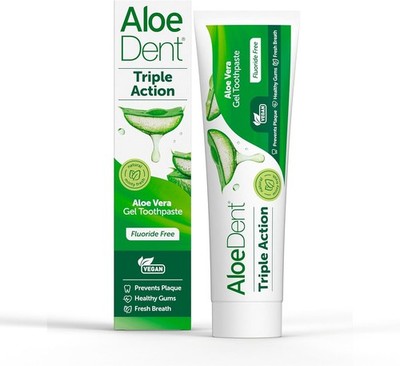 AloeDent Triple Action Aloe Vera Fluoride-frei Zahnpasta, 1er Pack (1 x 100 ml)