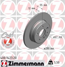 2x Bremsscheibe COAT Z ZIMMERMANN 400.1423.20 f&uuml;r MERCEDES KLASSE W140 300 140