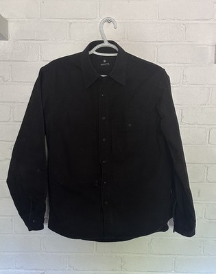 Snow Peak Stand Collar Button Shirt Med Black Poplin Field Japan