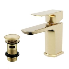 Nes Home Brushed Brass Bathroom Cloakroom Basin Mono Mixer Tap & Waste
