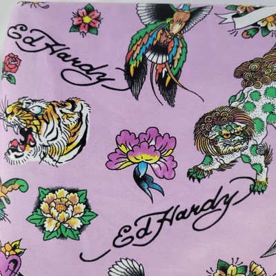 Ed Hardy FULL Purple Sheets Set 6pc Tattoo Foo Dog Tiger Floral Bird Heart Sword