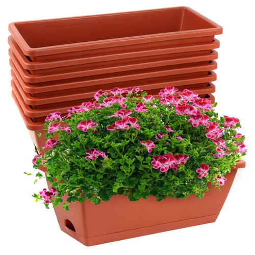 8pcs Window Box Planter,17 Inches Flower Window Boxes, Rectangle Planters Box...