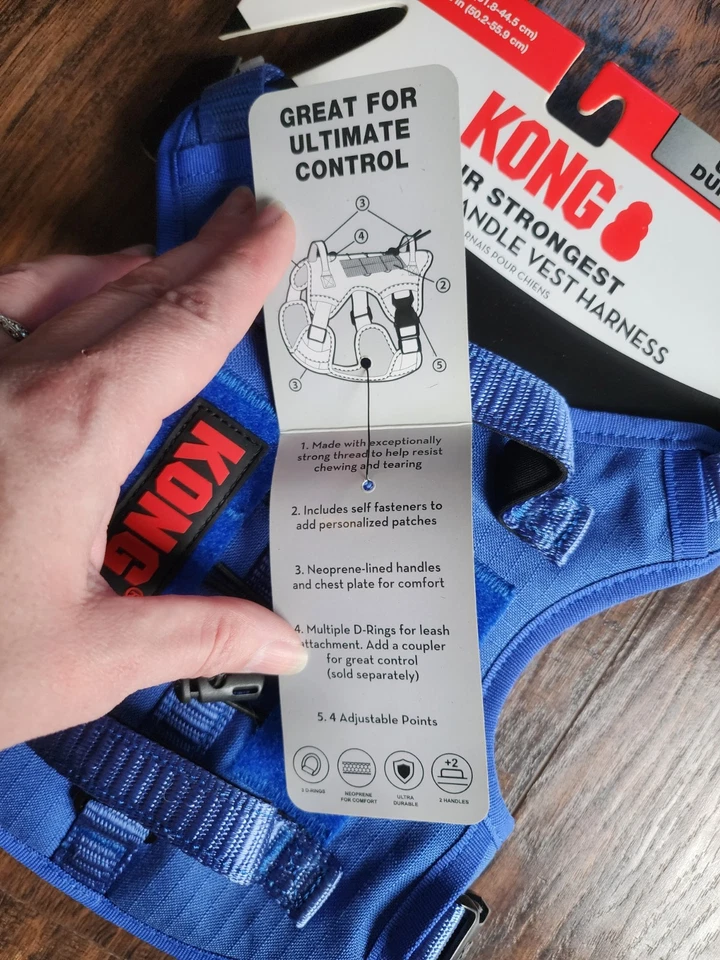 KONG® Bolsa de Residuos Ultra Duradera Arnés Reflectante para Perros, Azul, Talla S, ¡NUEVO!! Foto 3 de 4