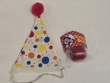 Vintage Clown Costume for Kids - Hat And Red Nose NEW NOS 