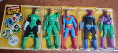 KOMPLETTES SET RETRO-ACTION DC COMICS 75 SUPER HEROES MEGO STYLE NEU MATTEL 2009