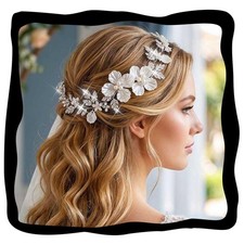 1 PCS Silver Flower Hair Vine Bridal Wedding Piece Pearl Accessories Bride
