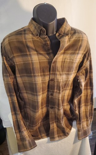 Wolverine XL Flannel Shirt 100% Cotton Button Up Collar Brown Plaid - Afbeelding 1 van 7