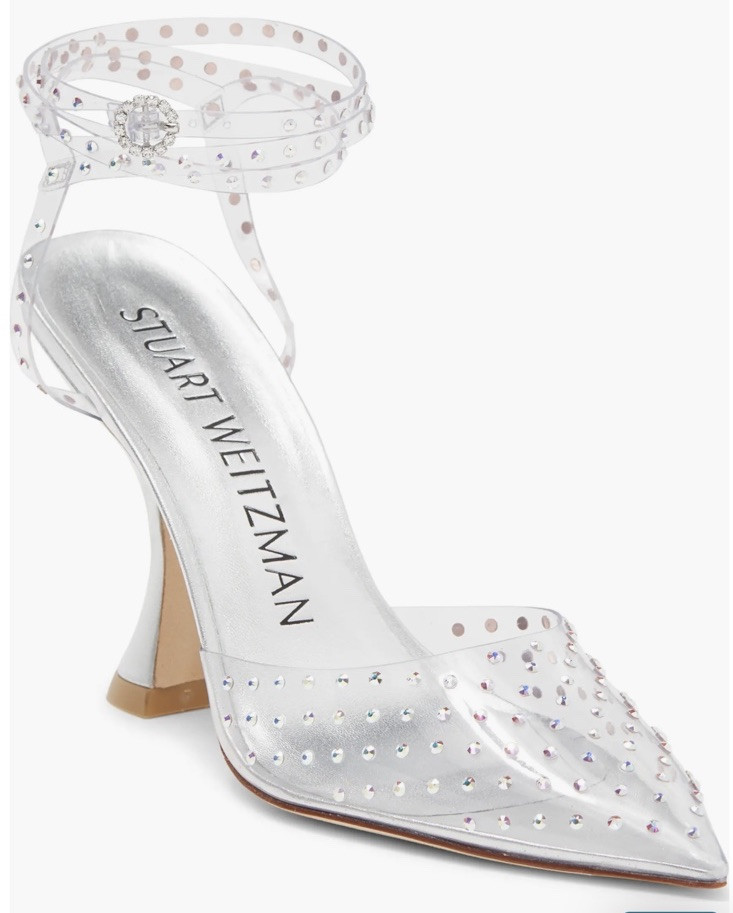 NIB Stuart Weitzman Women's Clear Glam Xcurve Slingback Pump Heels US 8 $650