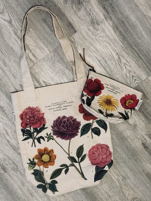 Cavallini & Co. Botanica Tote Bag And Small Matching Cosmetic Bag Set - NEW