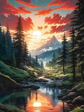 Mountain Diamond Art Kits for Adults, Forest Diamond Painting for Beginner, 5...
