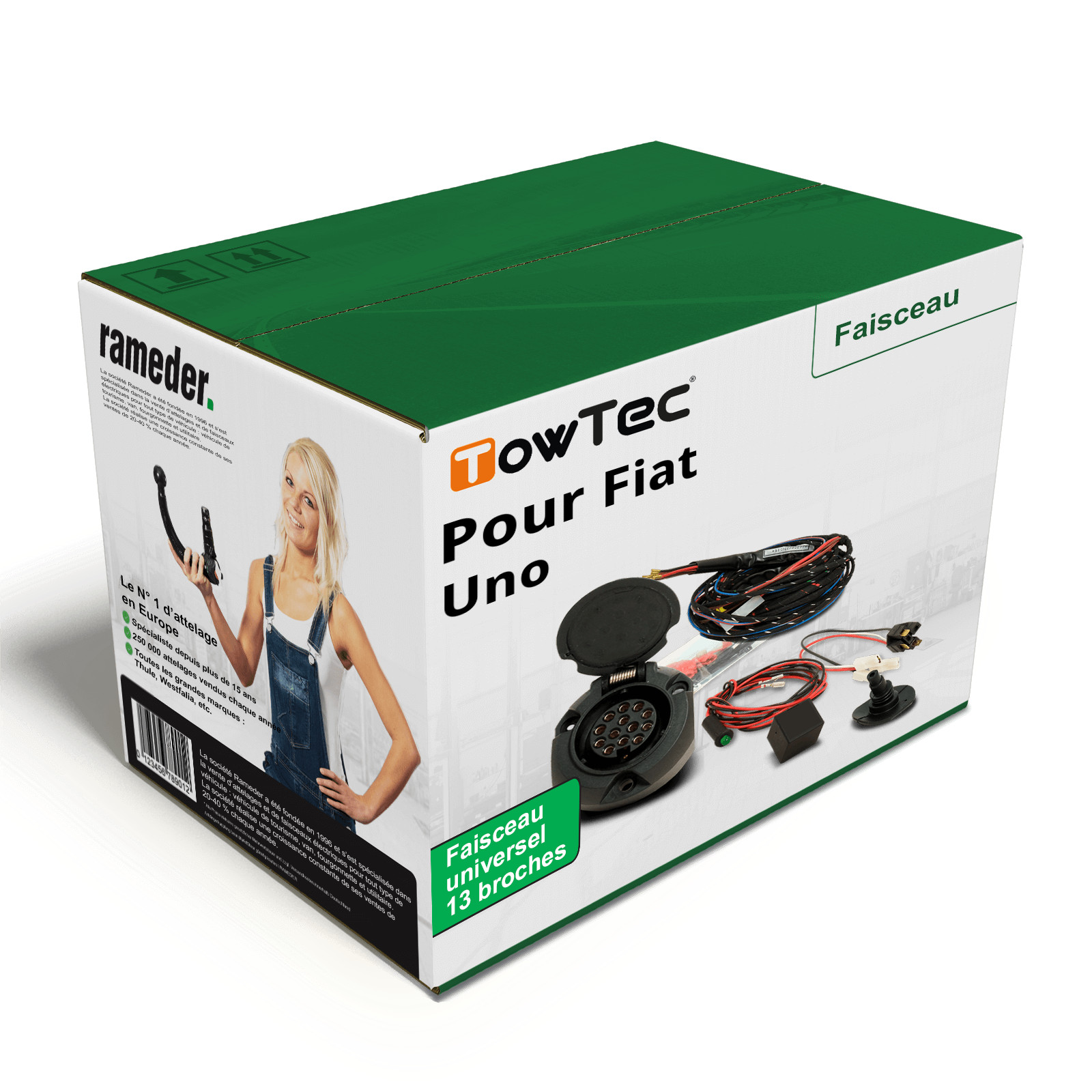 Faisceau universel 13 broches TowTec avec alimentation constante remorque