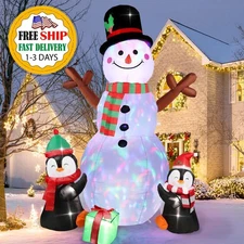 6 Ft Inflables Muñecos De Nieve De Navidad Con Luces Decoración Para Exteriores.