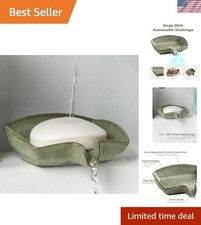 Self Draining Soap Dish, Ceramic Drain Soap Holder Waterfall Design Soap Save...