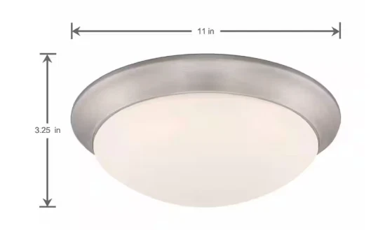 Pantalla de vidrio esmerilado Hampton Bay Stetson 11" LED montaje empotrado níquel cepillado 5CCT Foto 4 de 4